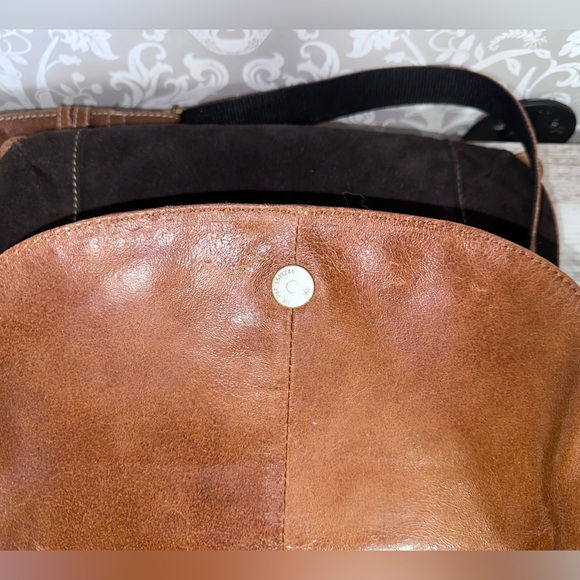 Sophia Visconti Purse Brown Suede And Patent Leather Brown Pink/ white lining - Picture 4 of 7